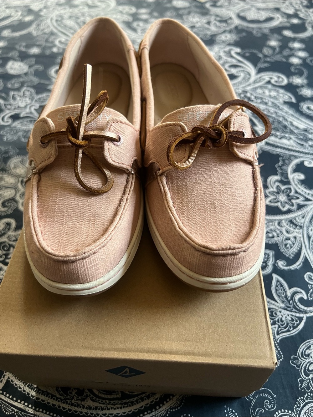 Women’s Pink Canvas Boat Shoes with Lace Accent
